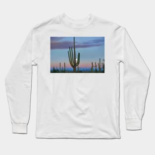 Saguaro And Moon Saguaro National Park Long Sleeve T-Shirt